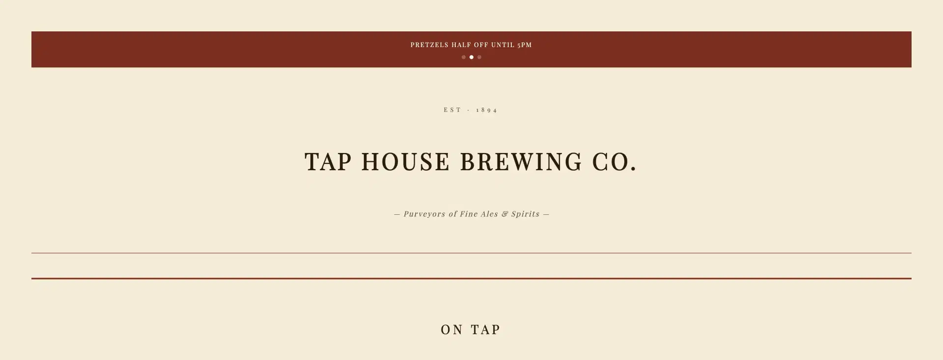 Vintage newspaper taplist template in cream and maroon